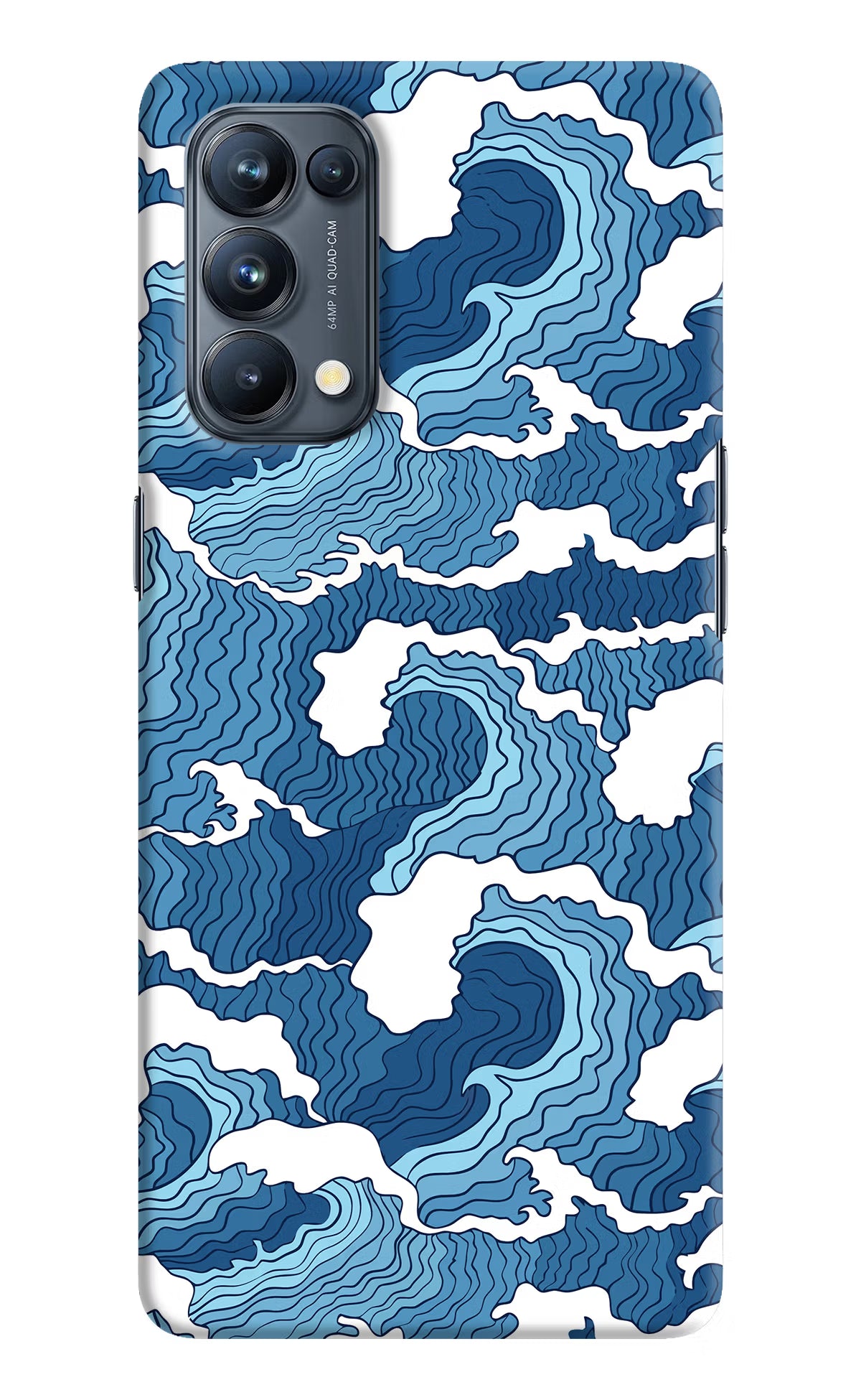 Blue Waves Oppo Reno5 Pro 5G Hard Case Back Cover by Casekaro