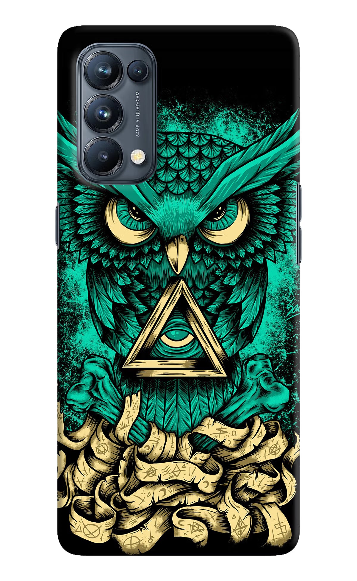 Green Owl Oppo Reno5 Pro 5G Hard Case Back Cover by Casekaro