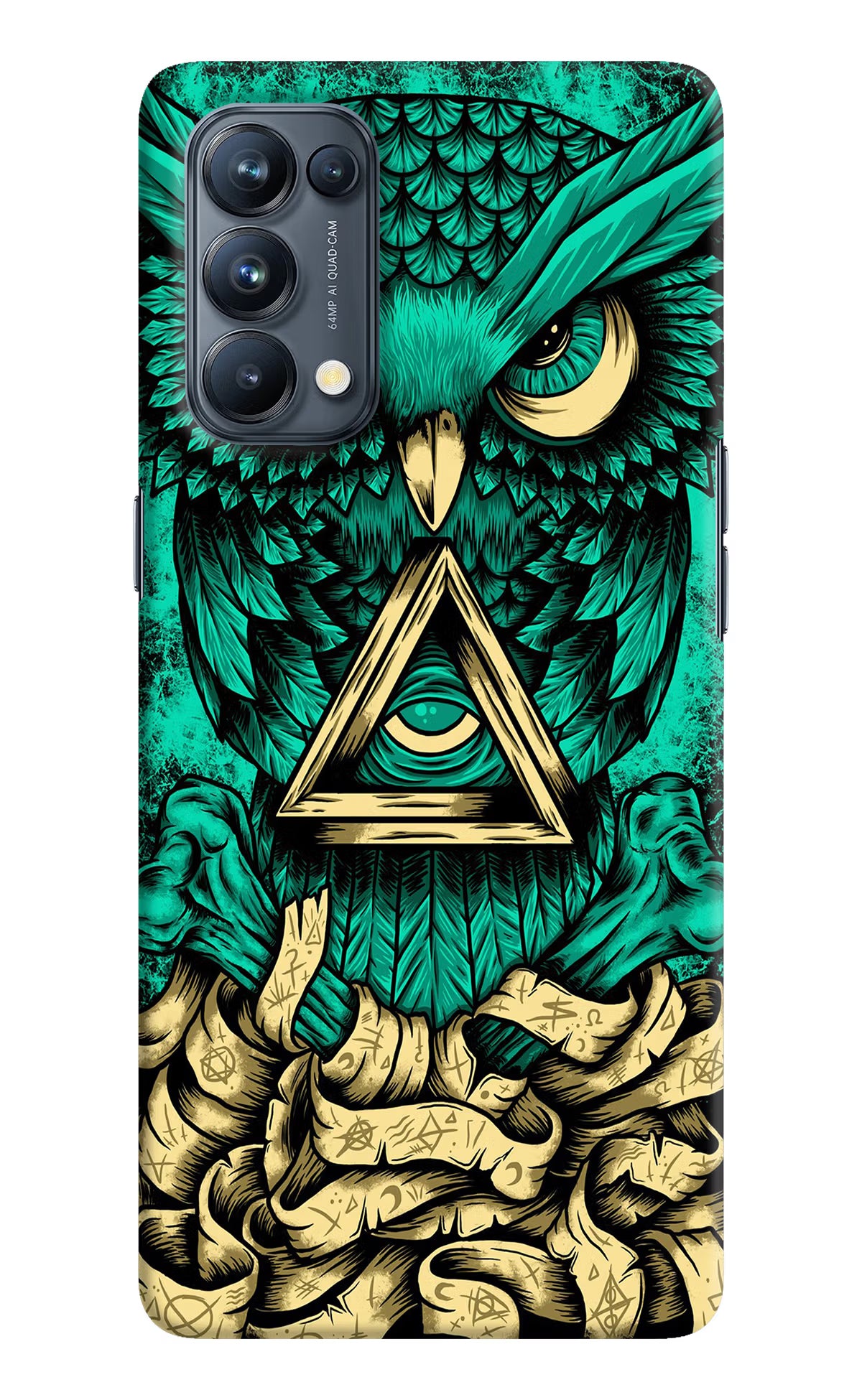 Green Owl Oppo Reno5 Pro 5G Hard Case Back Cover by Casekaro