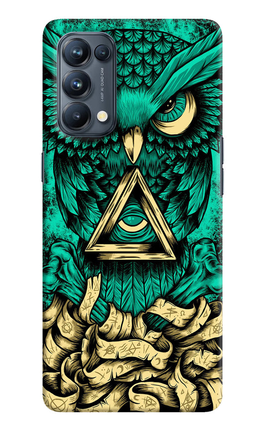 Green Owl Oppo Reno5 Pro 5G Hard Case Back Cover by Casekaro