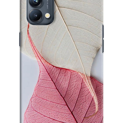 White Pink Leaf Oppo Reno5 Pro 5G Hard Case Back Cover by Casekaro