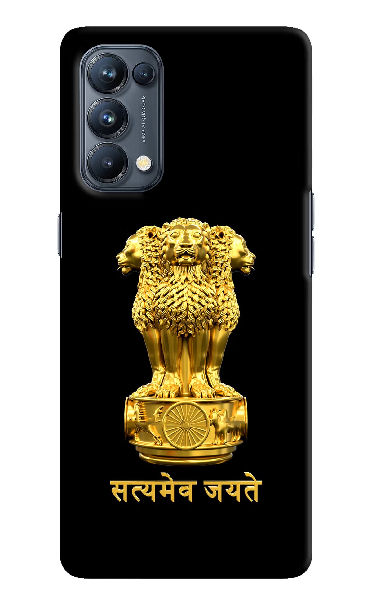 Satyamev Jayate Golden Oppo Reno5 Pro 5G Hard Case Back Cover by Casekaro