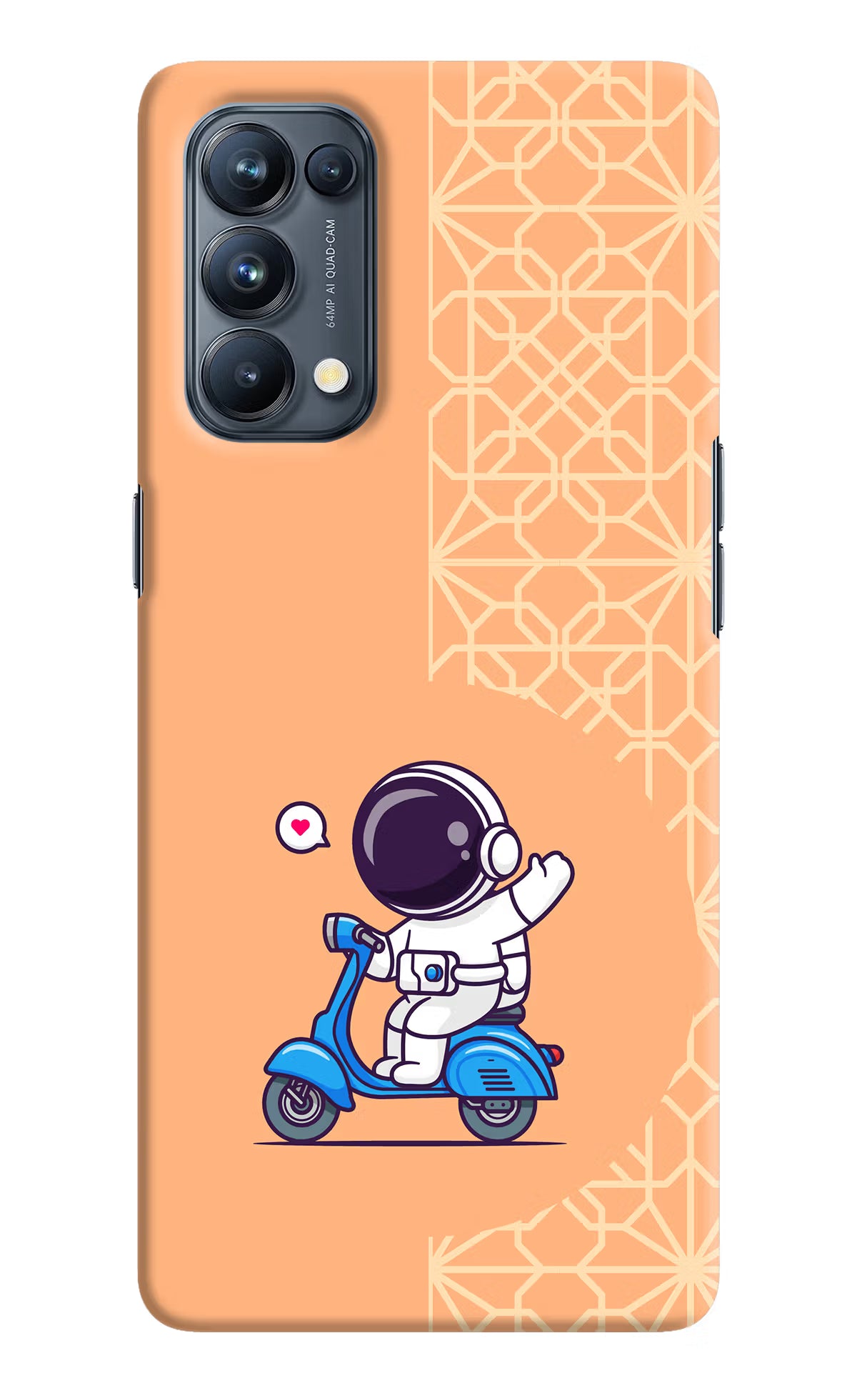 Cute Astronaut Riding Oppo Reno5 Pro 5G Hard Case Back Cover by Casekaro