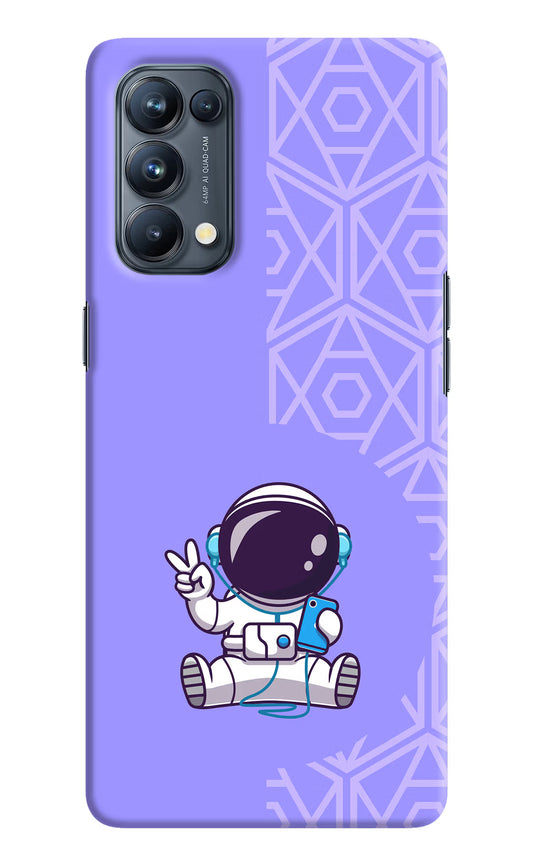 Cute Astronaut Chilling Oppo Reno5 Pro 5G Hard Case Back Cover by Casekaro