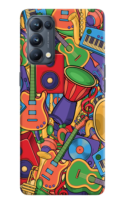 Music Instrument Doodle Oppo Reno5 Pro 5G Hard Case Back Cover by Casekaro