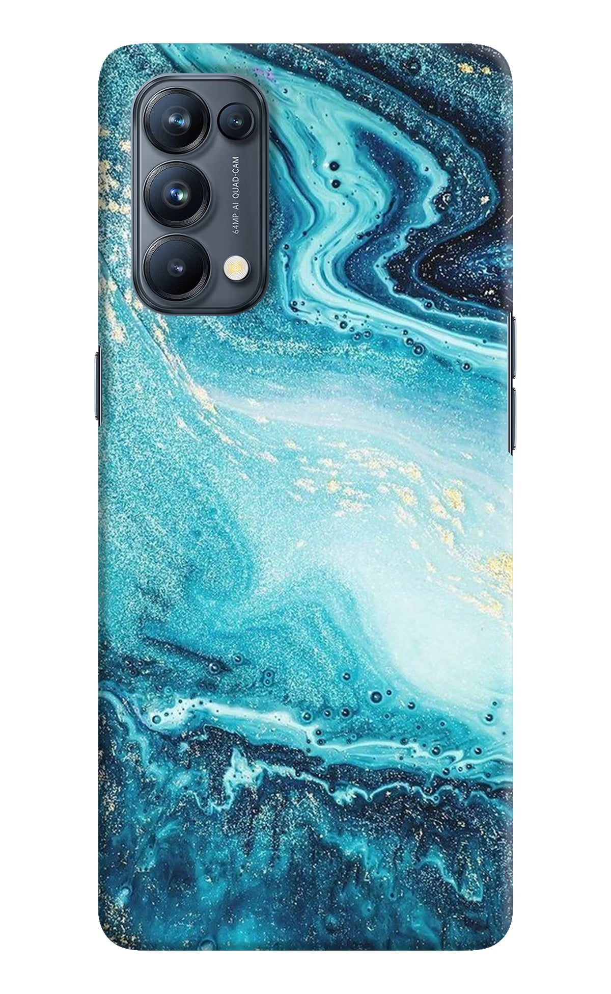 Blue Glitter Marble Oppo Reno5 Pro 5G Hard Case Back Cover by Casekaro