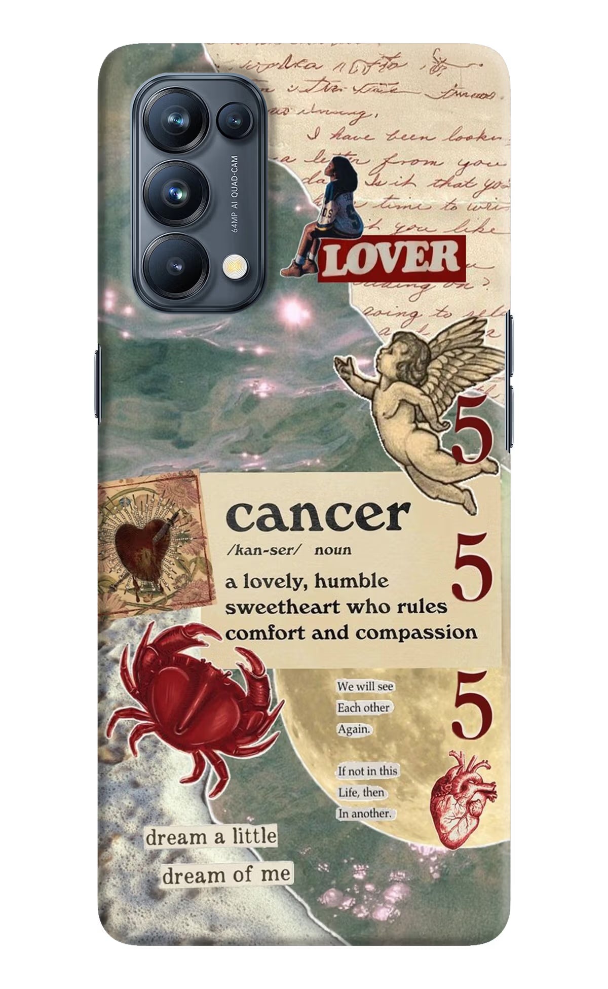 Cancer Zodiac Oppo Reno5 Pro 5G Hard Case Back Cover by Casekaro