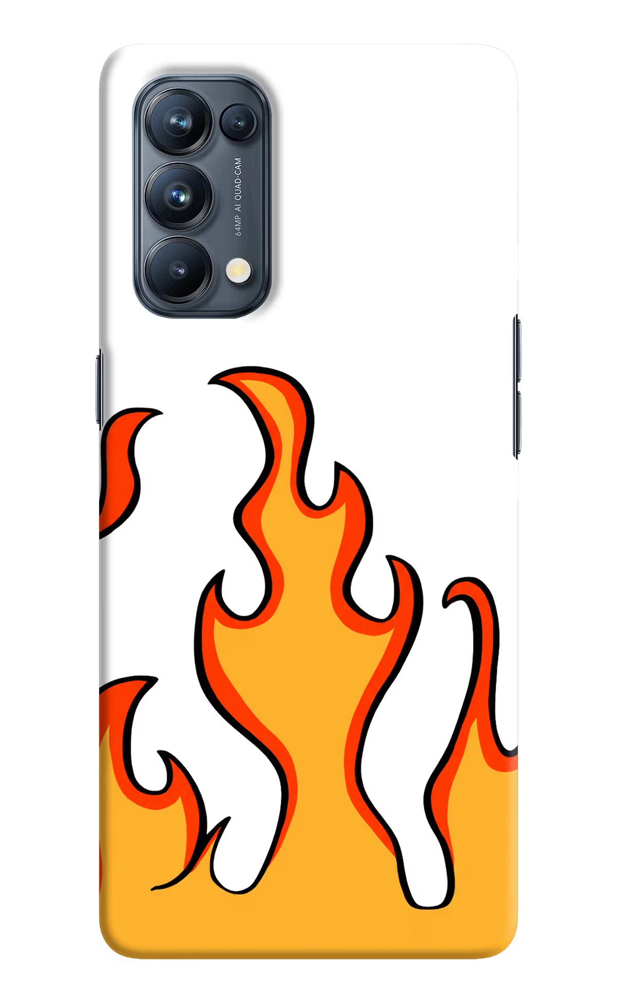Fired Up – White Oppo Reno5 Pro 5G Hard Case Back Cover by Casekaro