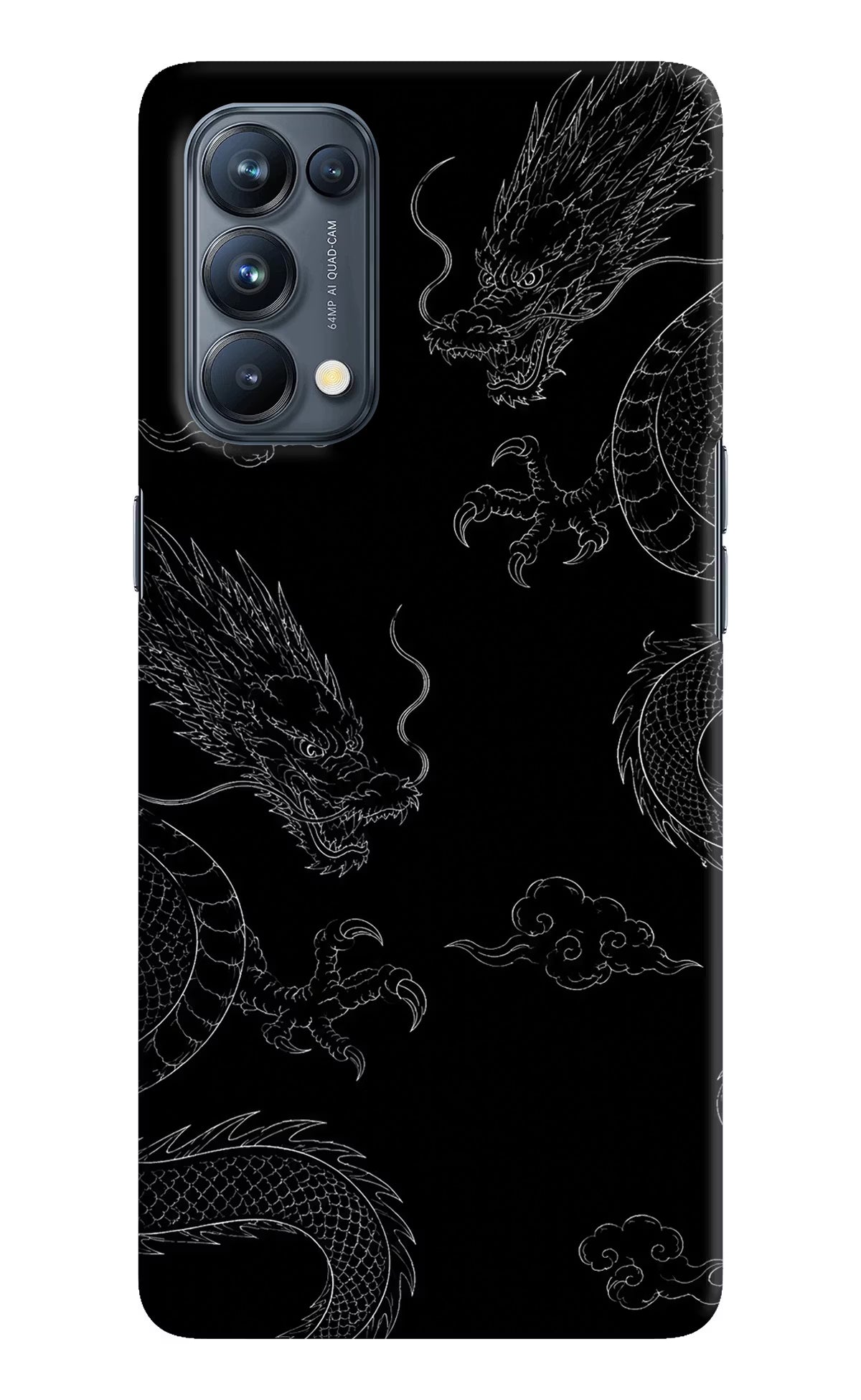 Twin Dragons Oppo Reno5 Pro 5G Hard Case Back Cover by Casekaro