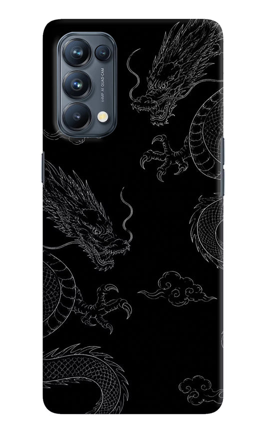 Twin Dragons Oppo Reno5 Pro 5G Hard Case Back Cover by Casekaro