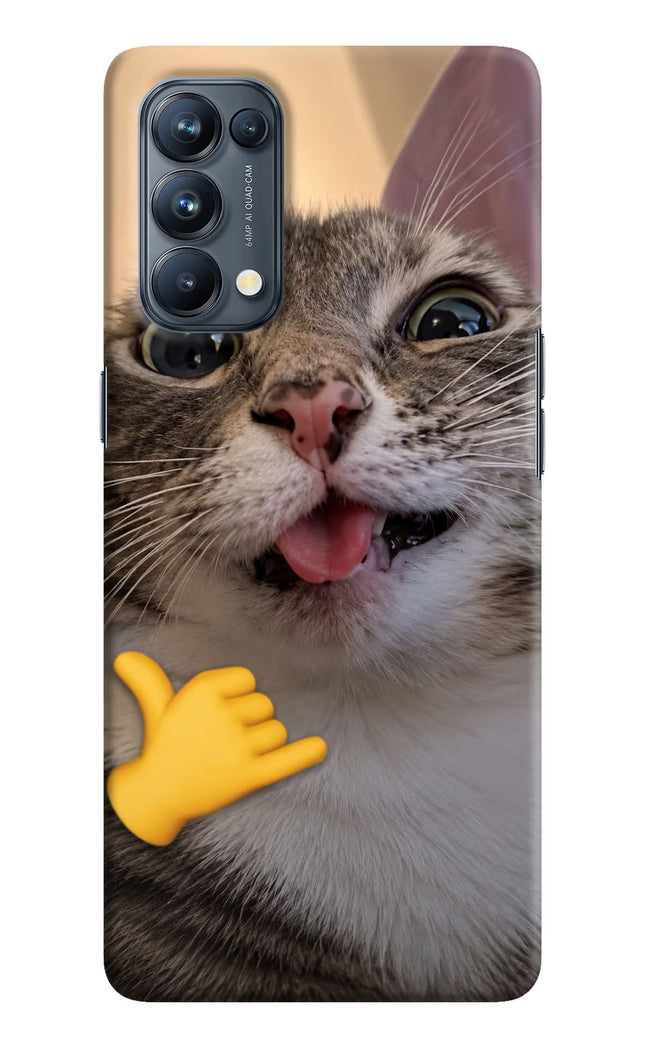 Silly Cat Call Oppo Reno5 Pro 5G Hard Case Back Cover by Casekaro