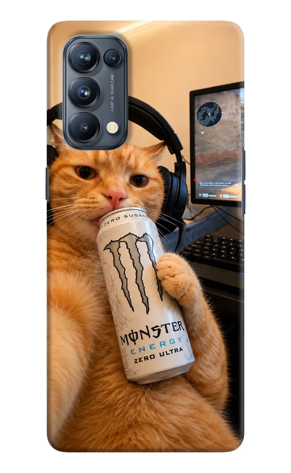 Gamer Cat Energy Oppo Reno5 Pro 5G Back Cover