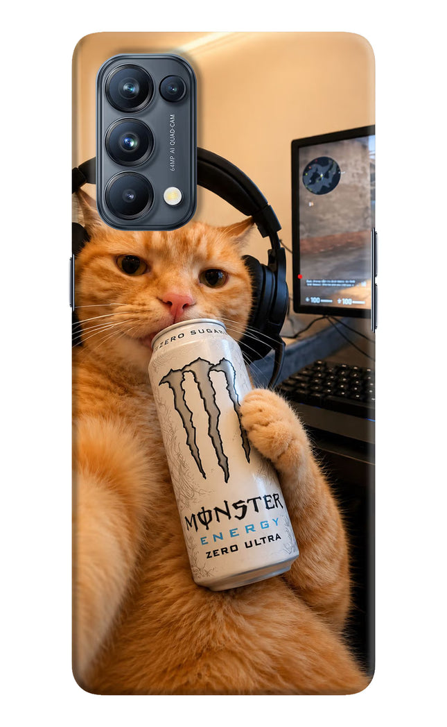 Gamer Cat Energy Oppo Reno5 Pro 5G Hard Case Back Cover by Casekaro