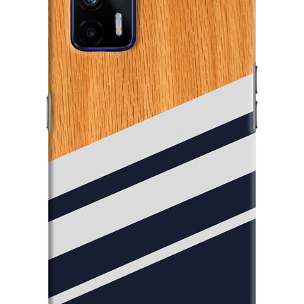 Blue and white wooden Realme GT 5G Hard Case Back Cover by Casekaro