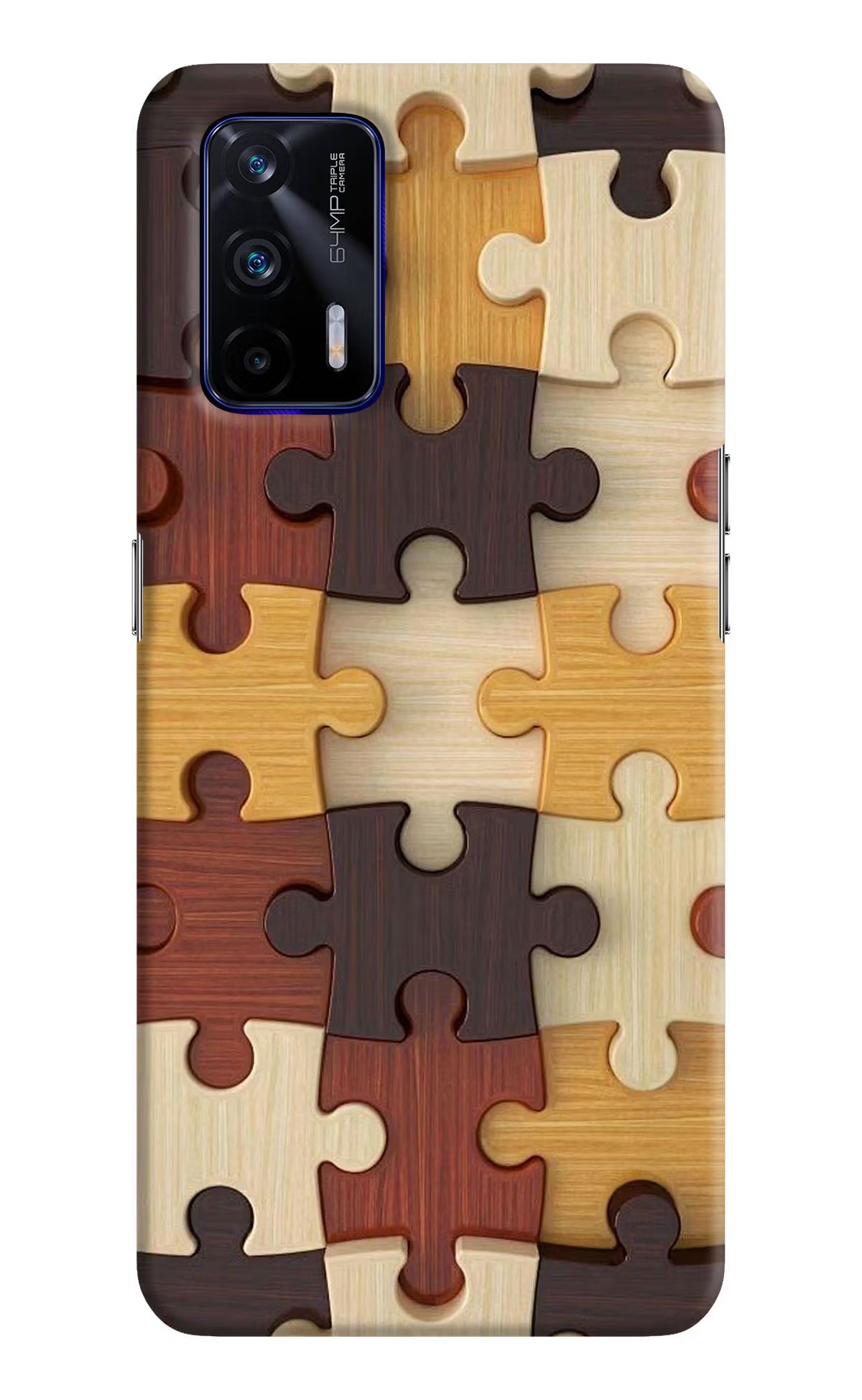 Wooden Puzzle Realme GT 5G Hard Case Back Cover by Casekaro