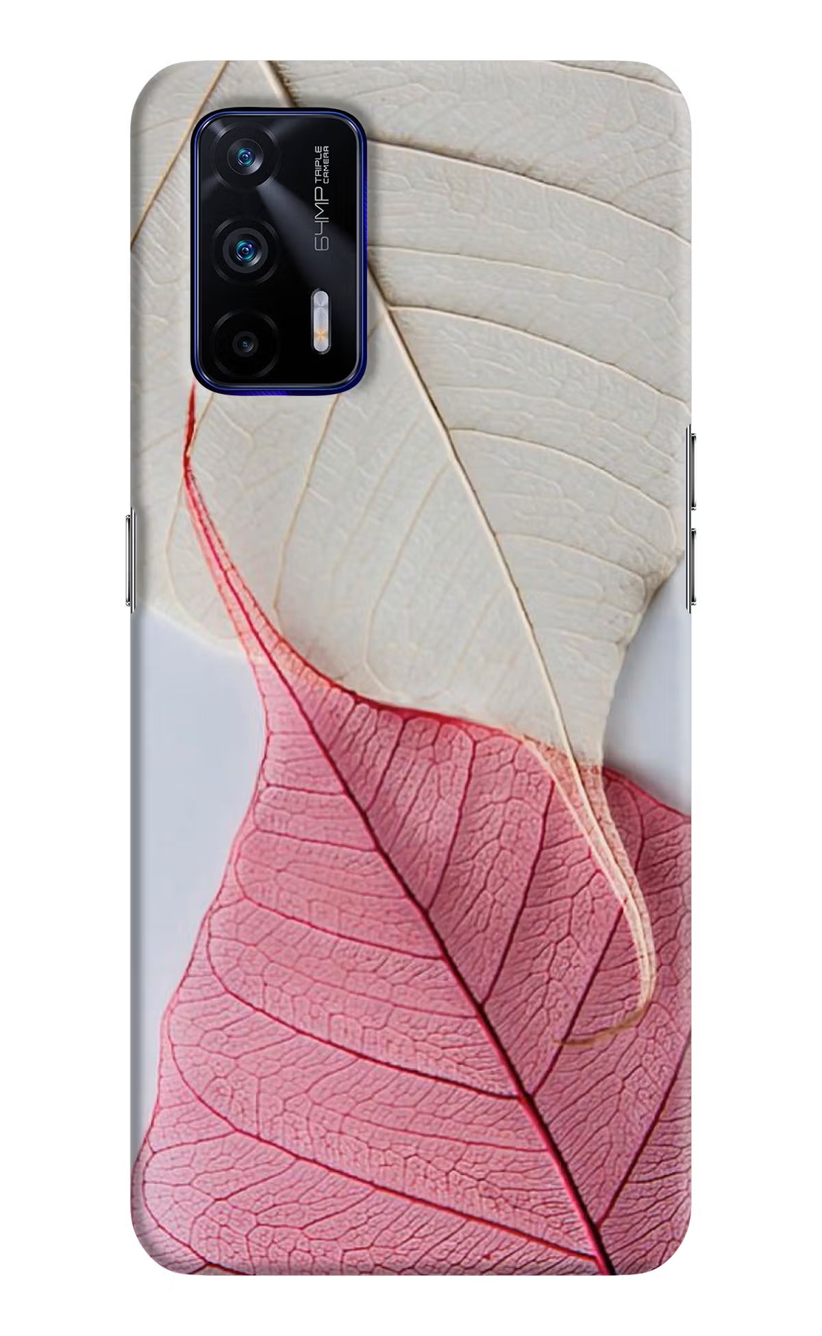 White Pink Leaf Realme GT 5G Hard Case Back Cover by Casekaro