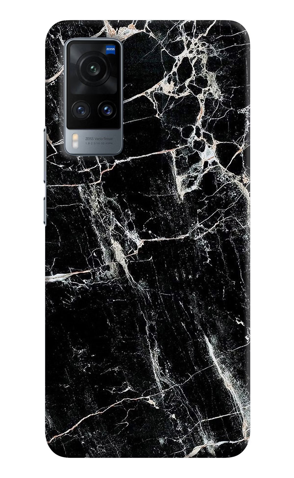 Black Marble Texture Vivo X60 Hard Case Back Cover by Casekaro