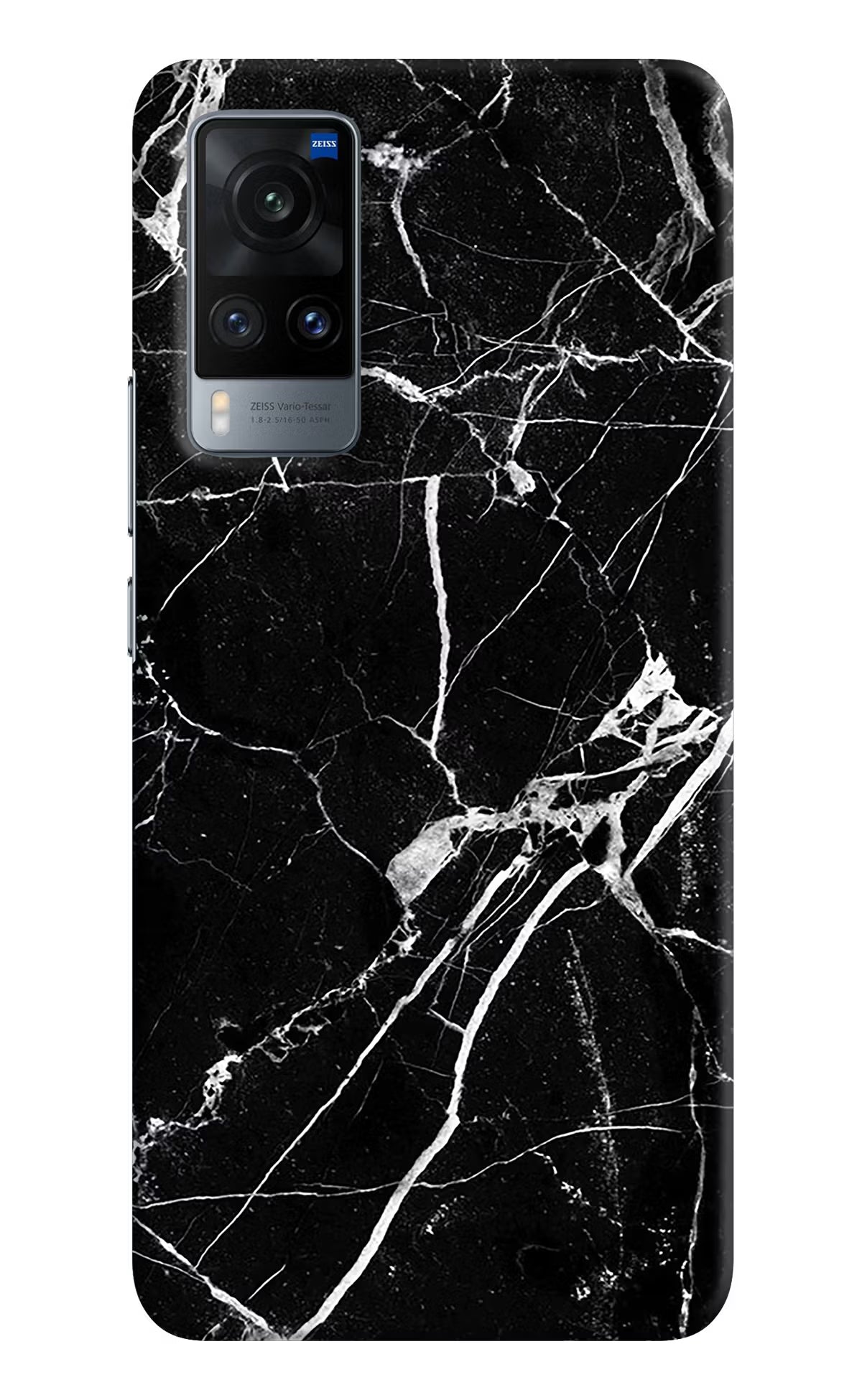 Black Marble Pattern Vivo X60 Hard Case Back Cover by Casekaro