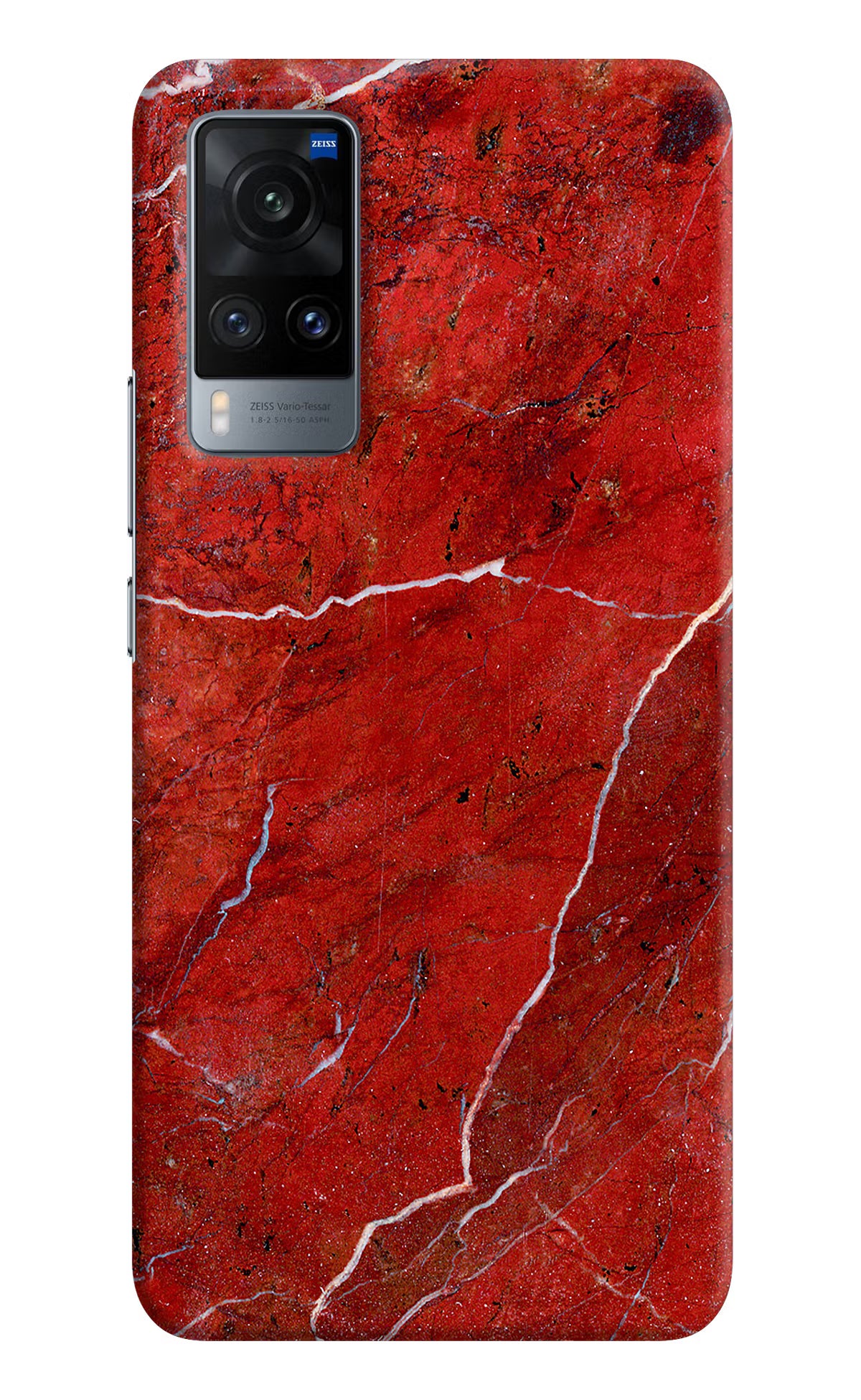 Red Marble Design Vivo X60 Hard Case Back Cover by Casekaro