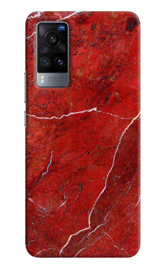 Red Marble Design Vivo X60 Hard Case Back Cover by Casekaro