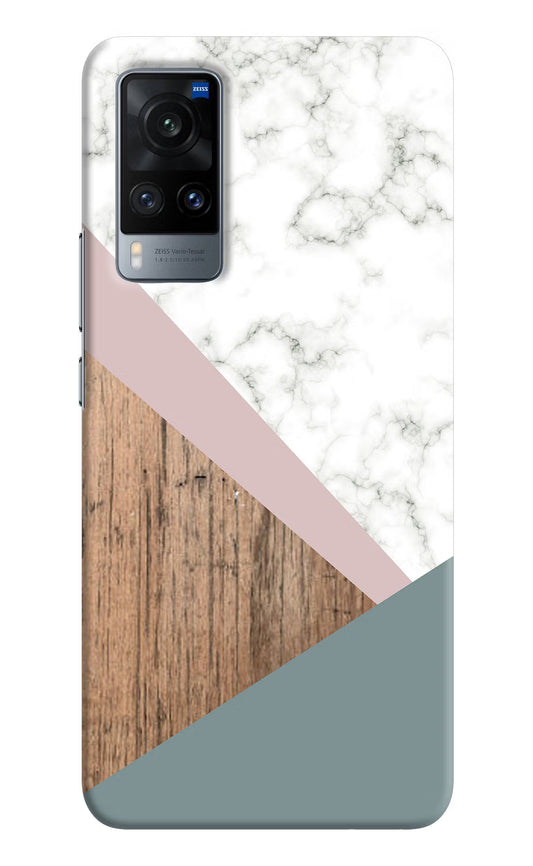 Marble wood Abstract Vivo X60 Hard Case Back Cover by Casekaro