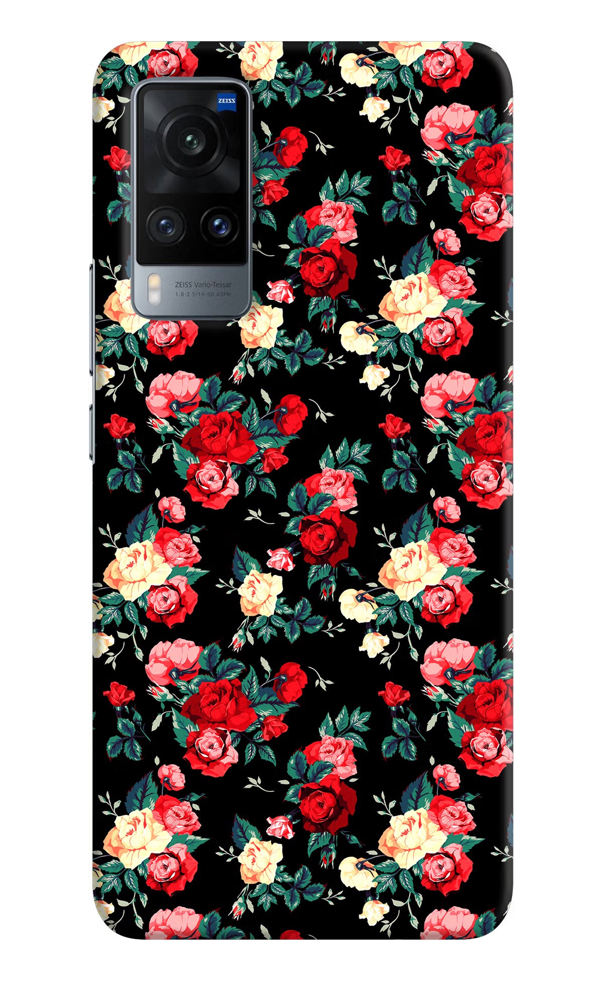 Rose Pattern Vivo X60 Hard Case Back Cover by Casekaro