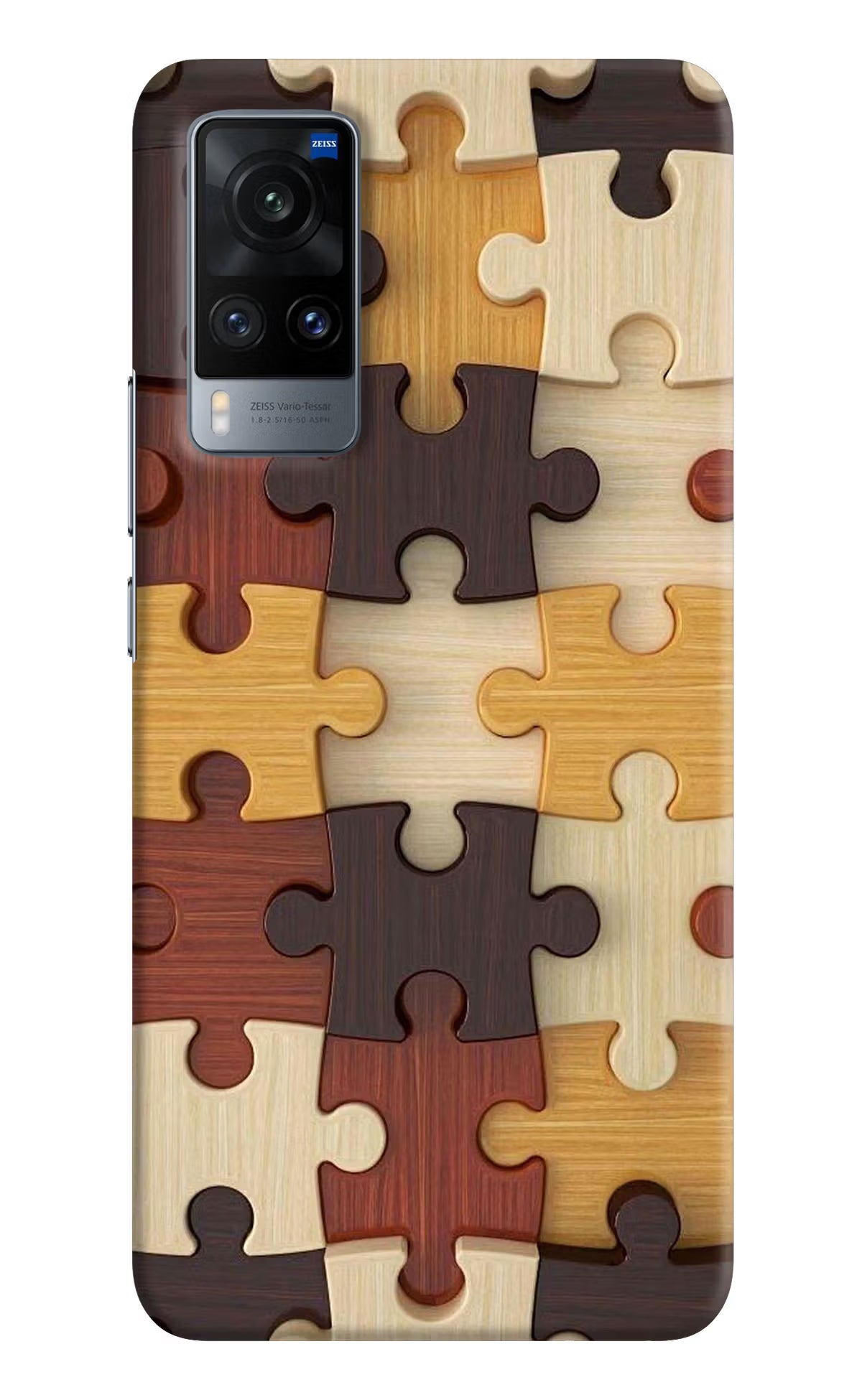 Wooden Puzzle Vivo X60 Hard Case Back Cover by Casekaro