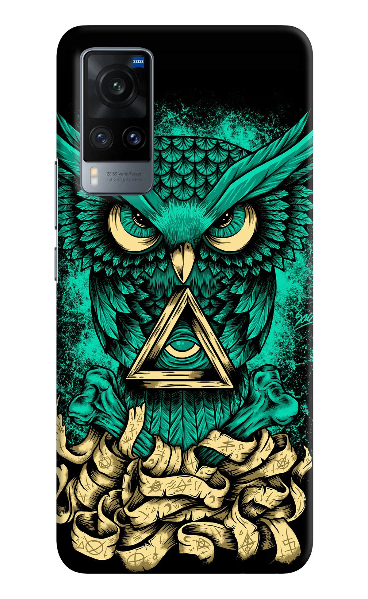 Green Owl Vivo X60 Hard Case Back Cover by Casekaro