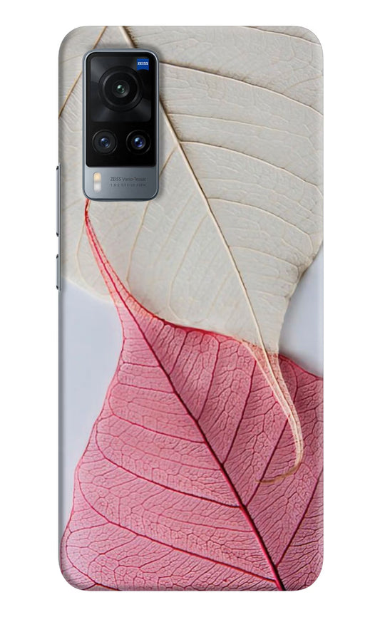 White Pink Leaf Vivo X60 Hard Case Back Cover by Casekaro