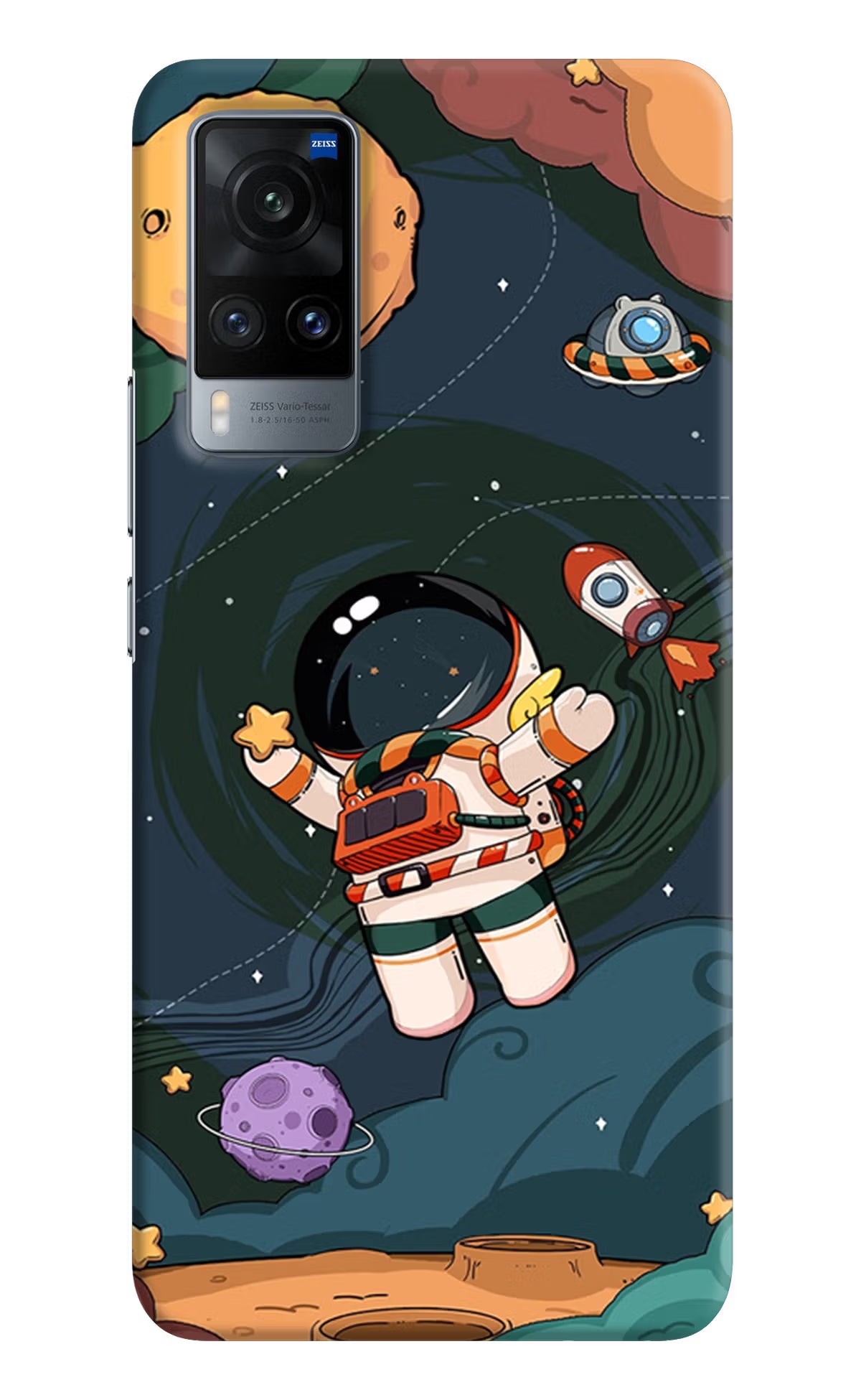 Cartoon Astronaut Vivo X60 Hard Case Back Cover by Casekaro