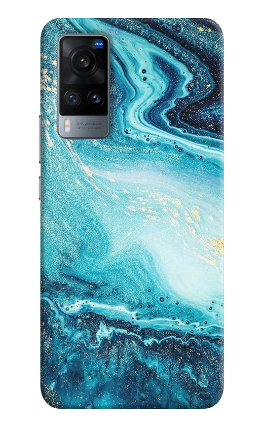 Blue Glitter Marble Vivo X60 Hard Case Back Cover by Casekaro