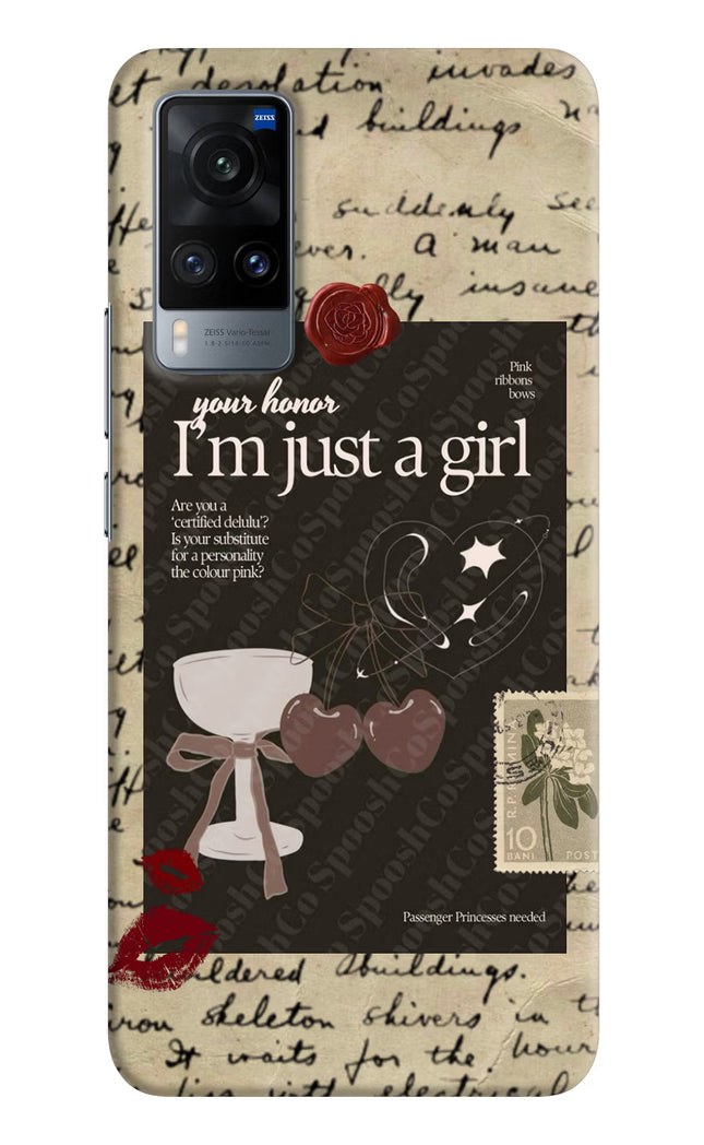 I am just a girl Vivo X60 Hard Case Back Cover by Casekaro