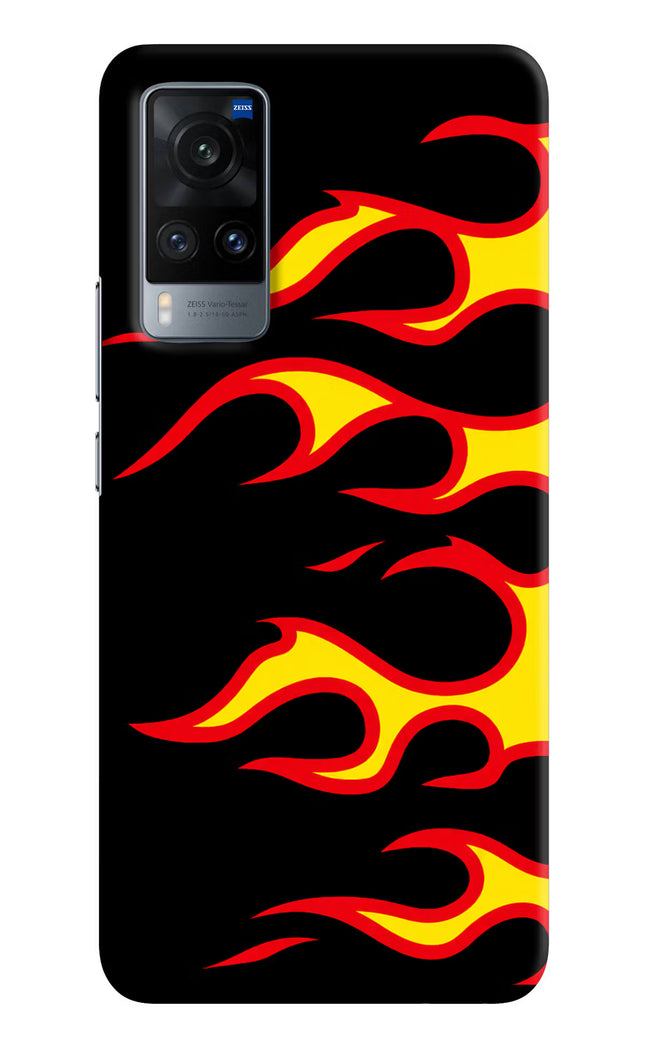 Side Sweep Flames Vivo X60 Hard Case Back Cover by Casekaro