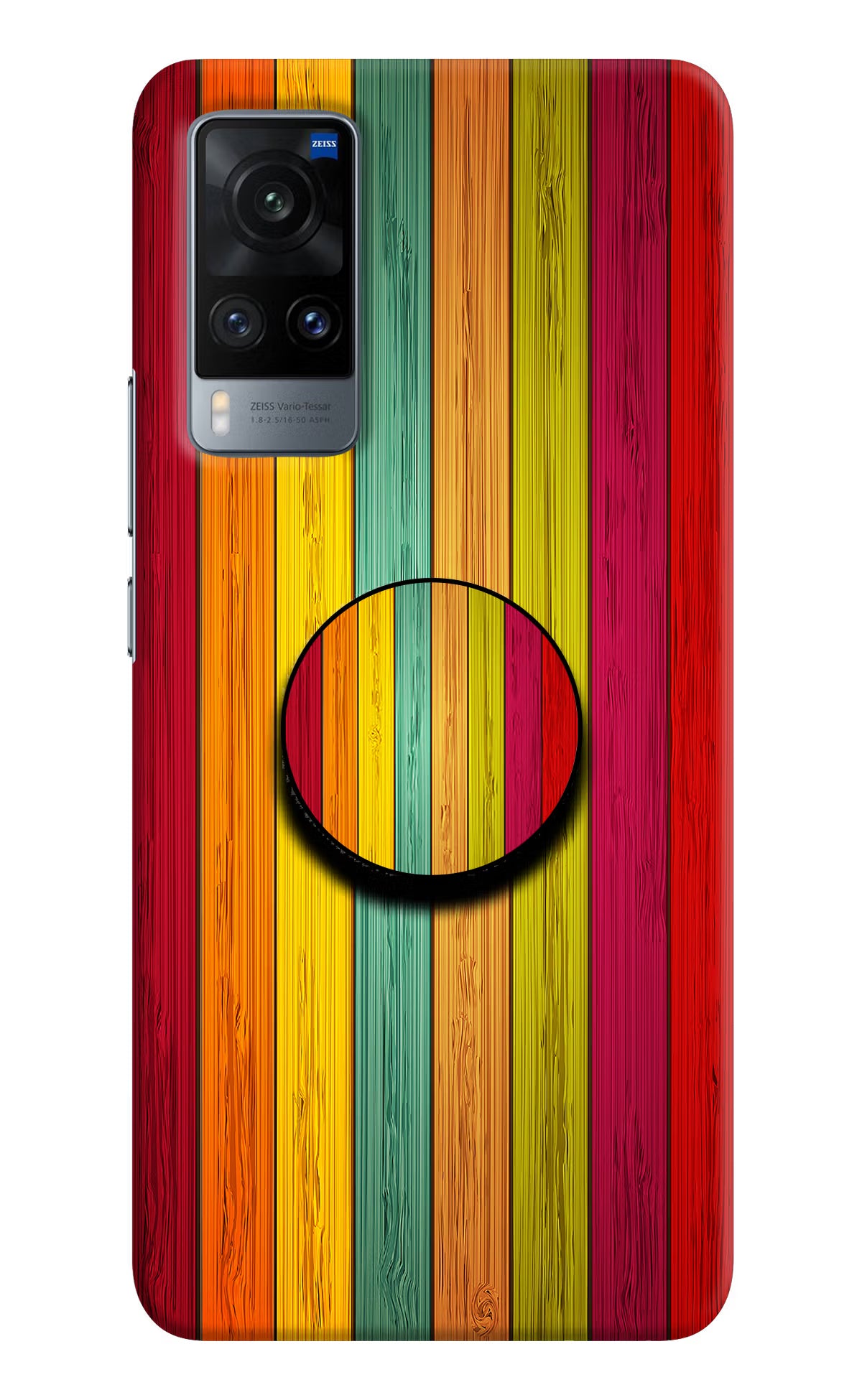 Multicolor Wooden Vivo X60 Pop Case by Casekaro