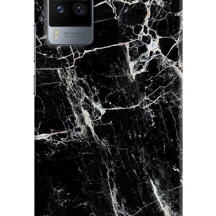 Black Marble Texture Vivo X60 Pro Hard Case Back Cover by Casekaro