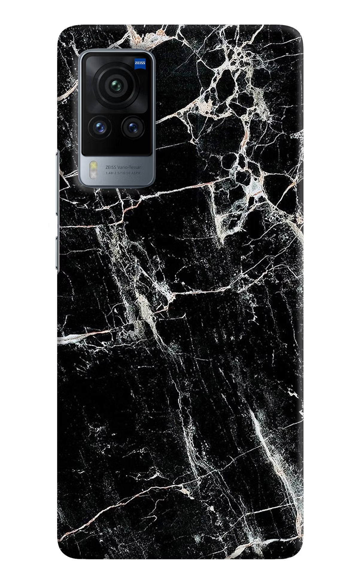 Black Marble Texture Vivo X60 Pro Hard Case Back Cover by Casekaro