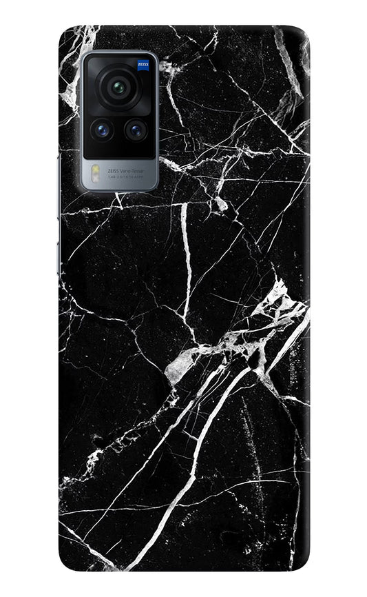 Black Marble Pattern Vivo X60 Pro Hard Case Back Cover by Casekaro