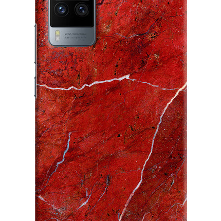 Red Marble Design Vivo X60 Pro Hard Case Back Cover by Casekaro