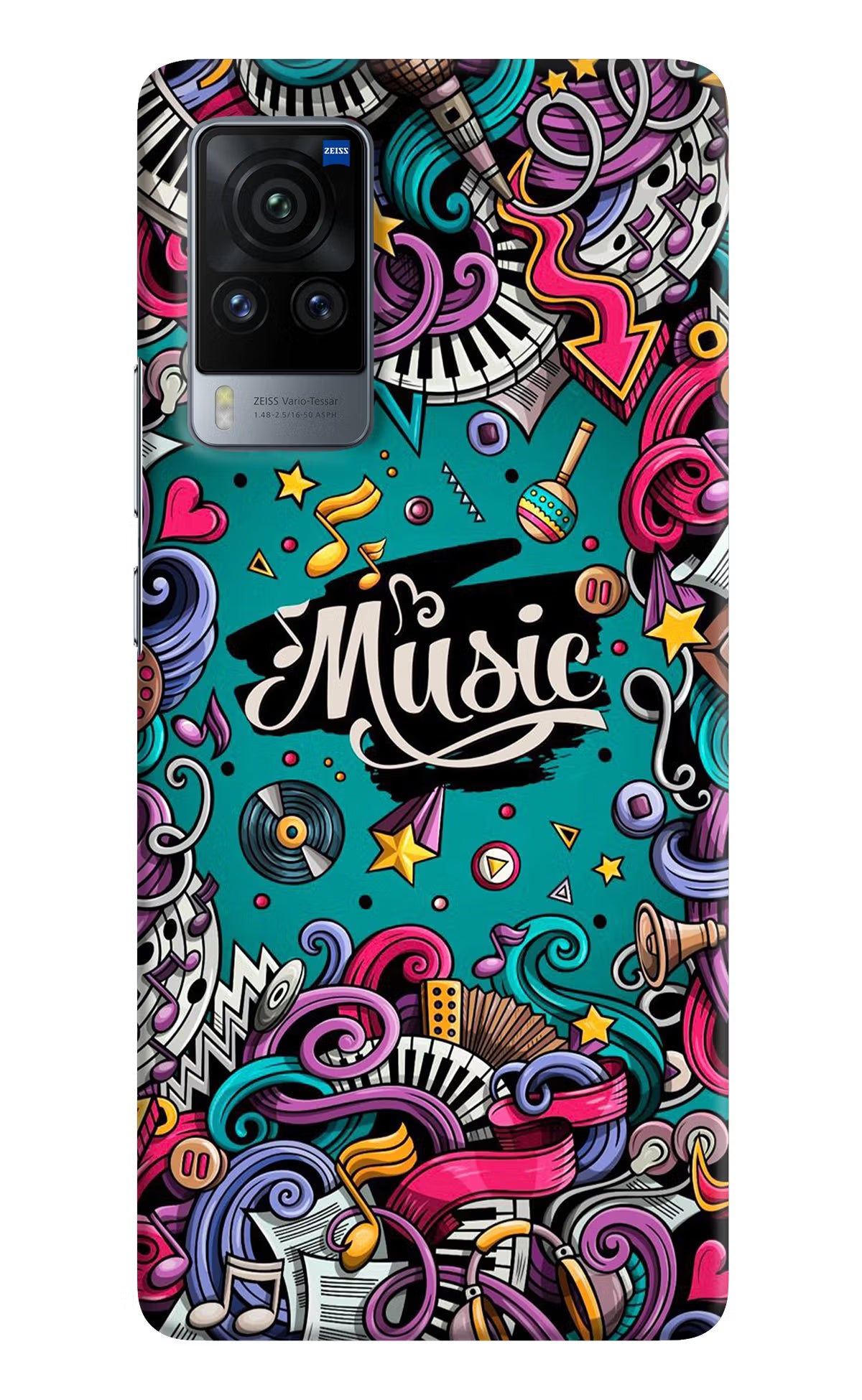 Music Graffiti Vivo X60 Pro Hard Case Back Cover by Casekaro