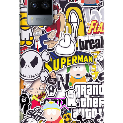 Sticker Bomb Vivo X60 Pro Hard Case Back Cover by Casekaro