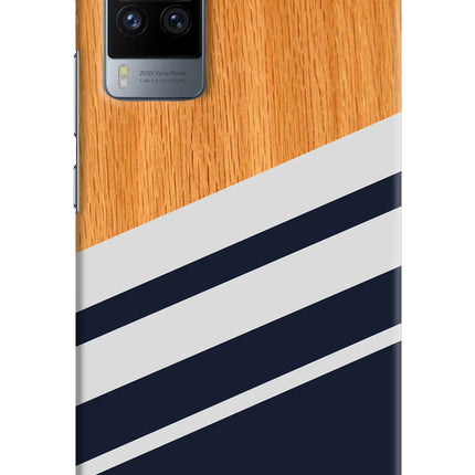 Blue and white wooden Vivo X60 Pro Hard Case Back Cover by Casekaro
