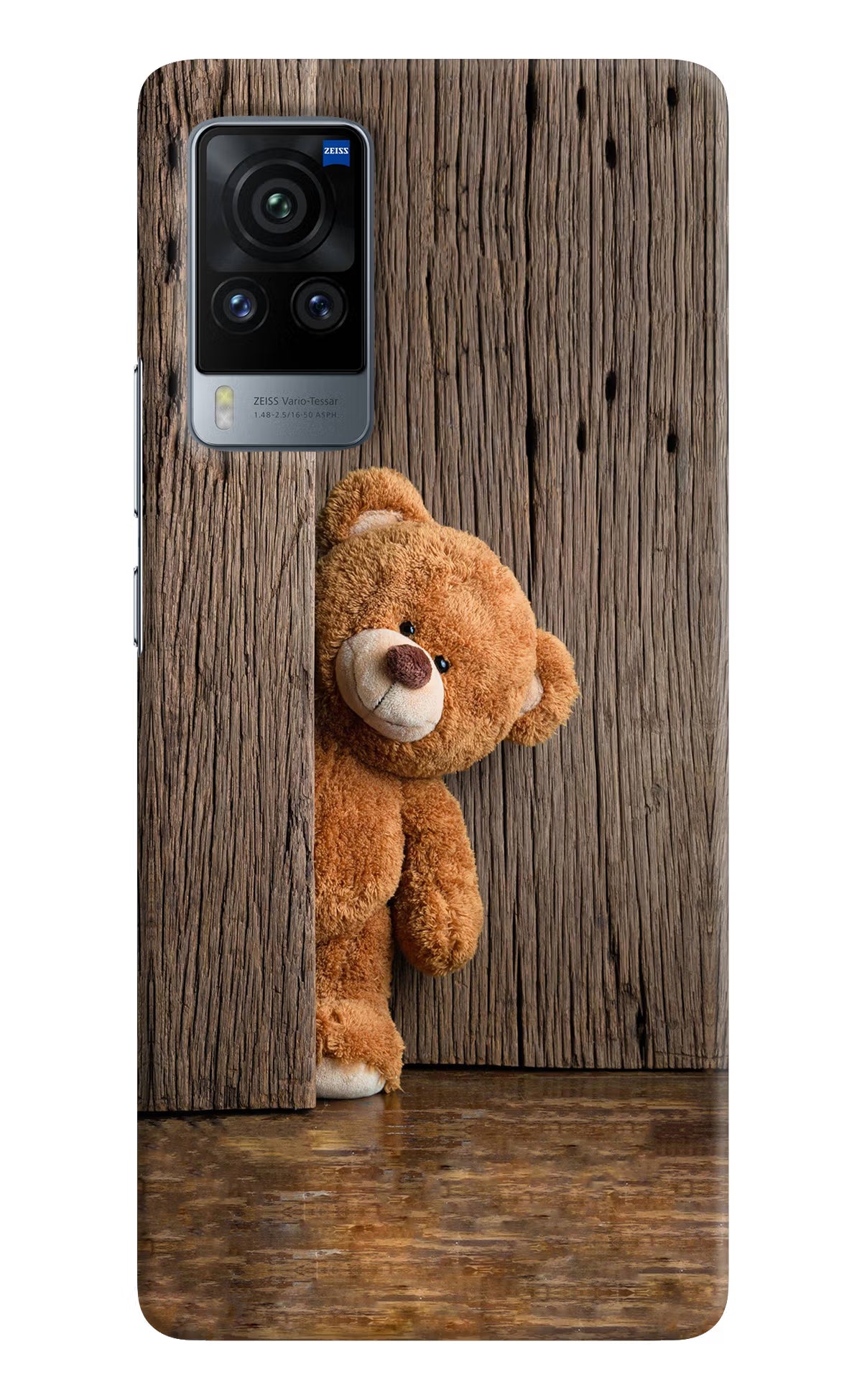 Teddy Wooden Vivo X60 Pro Hard Case Back Cover by Casekaro