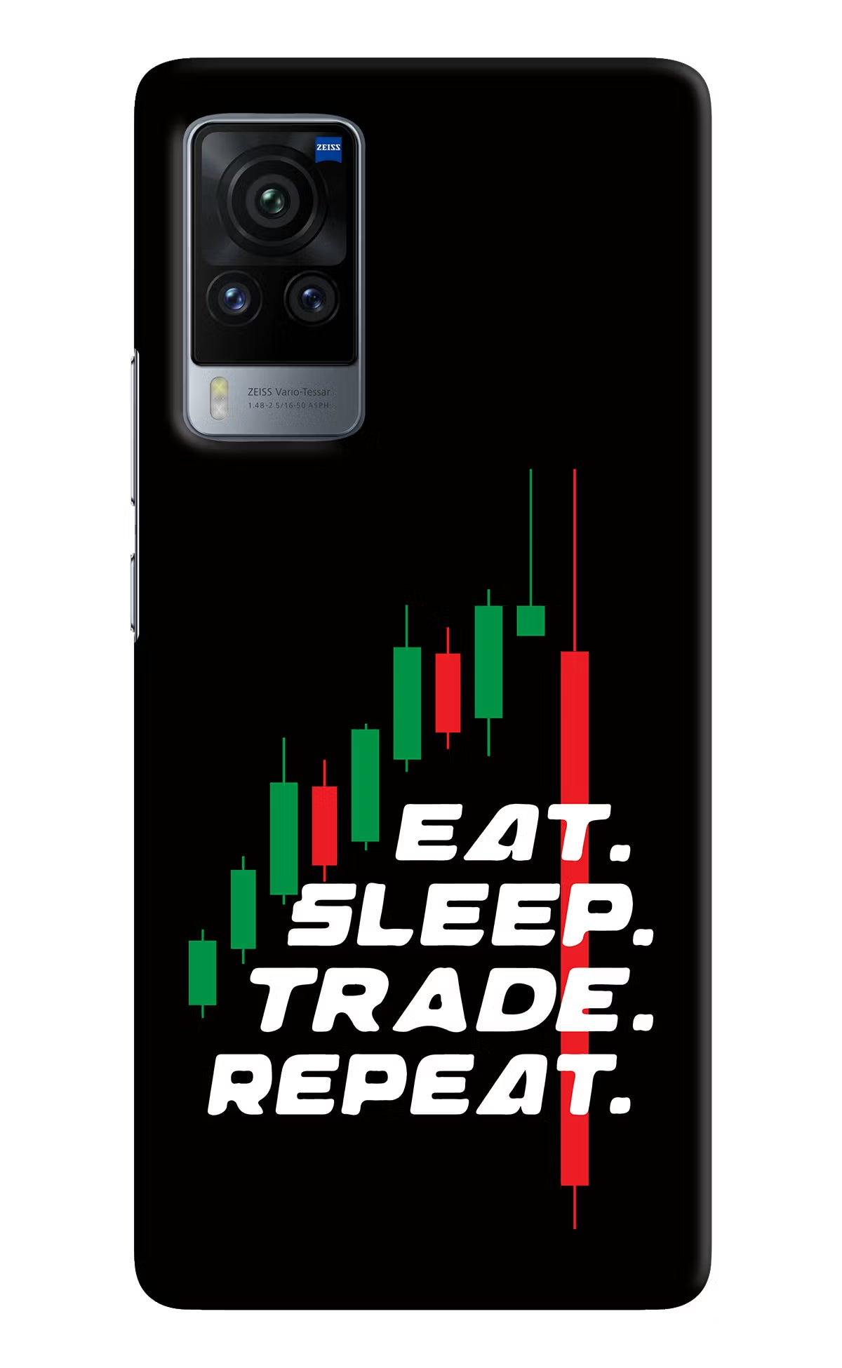 Eat Sleep Trade Repeat Vivo X60 Pro Hard Case Back Cover by Casekaro