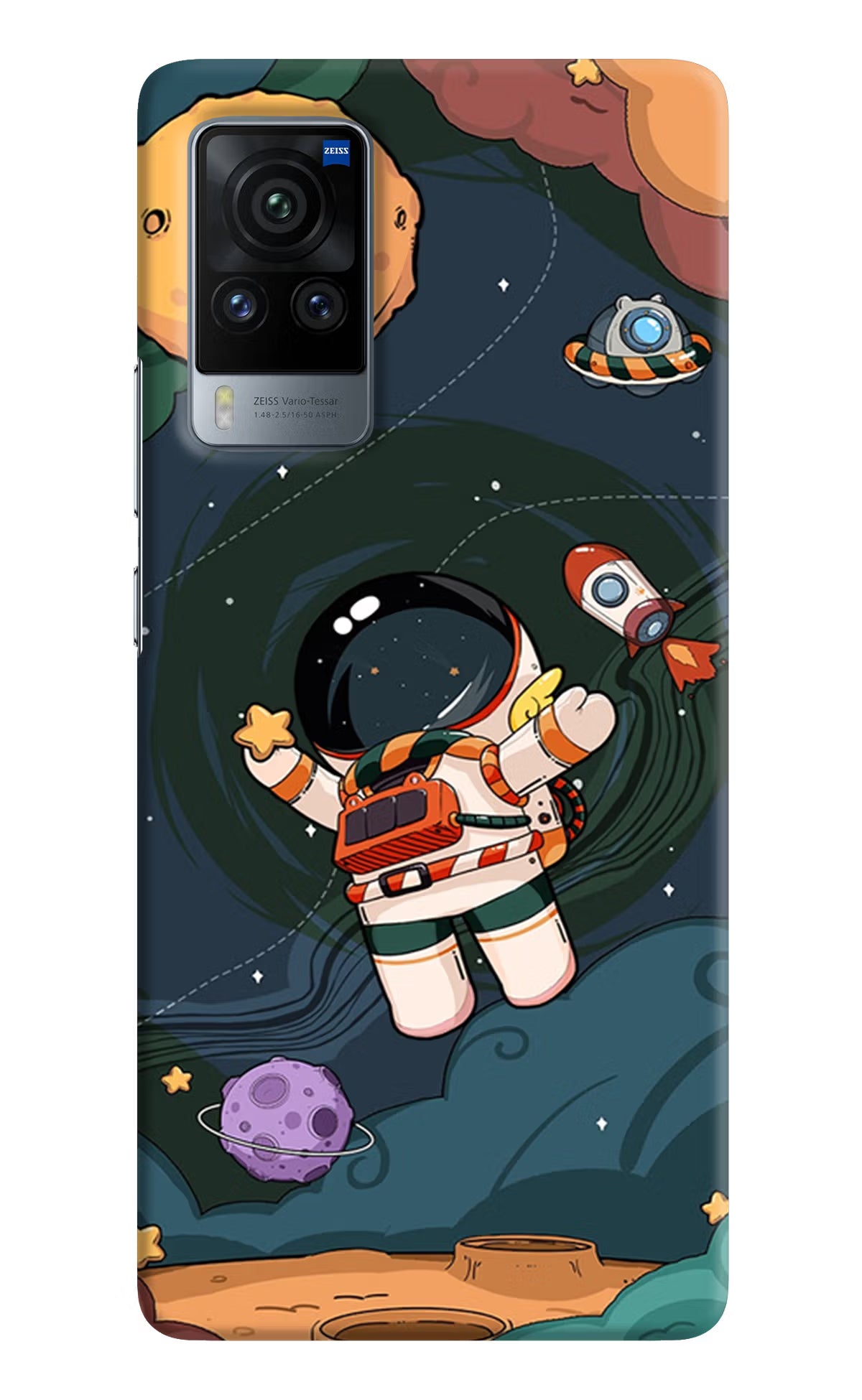 Cartoon Astronaut Vivo X60 Pro Hard Case Back Cover by Casekaro