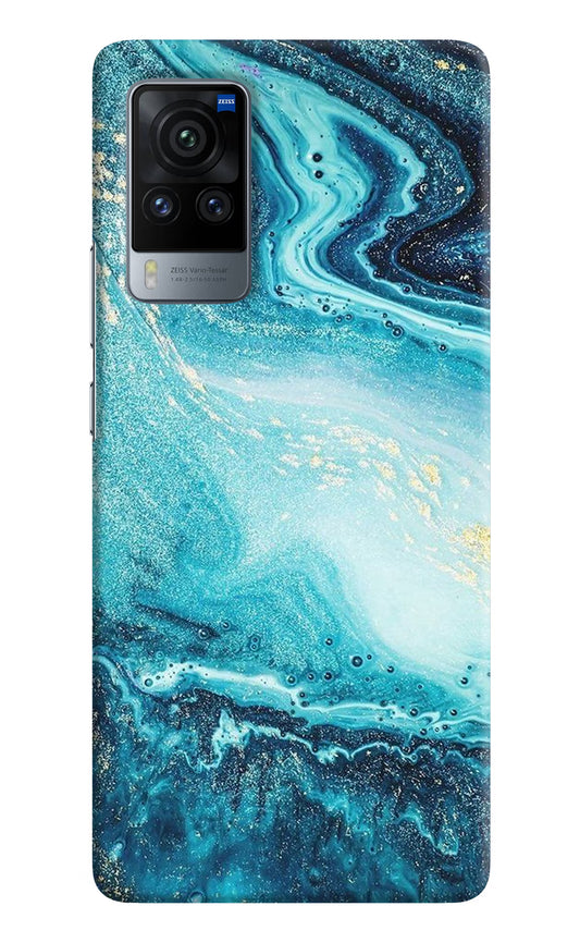 Blue Glitter Marble Vivo X60 Pro Hard Case Back Cover by Casekaro