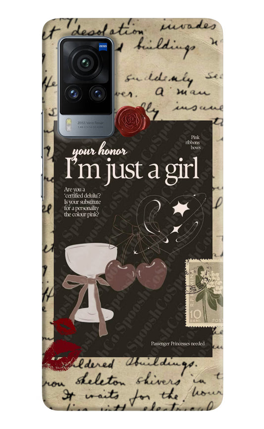 I am just a girl Vivo X60 Pro Hard Case Back Cover by Casekaro