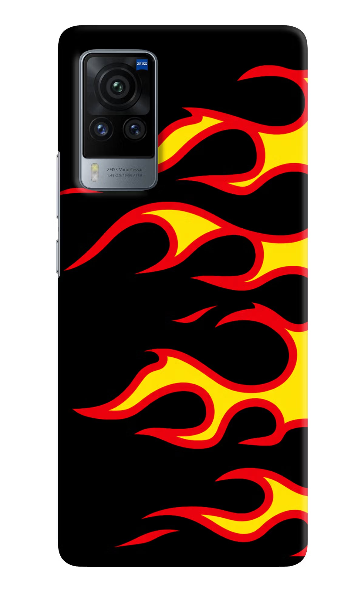 Side Sweep Flames Vivo X60 Pro Hard Case Back Cover by Casekaro