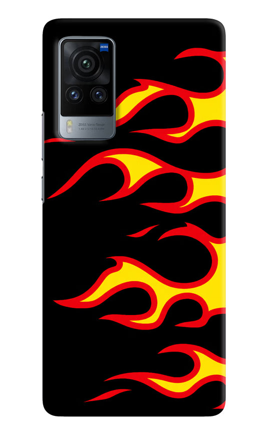 Side Sweep Flames Vivo X60 Pro Hard Case Back Cover by Casekaro