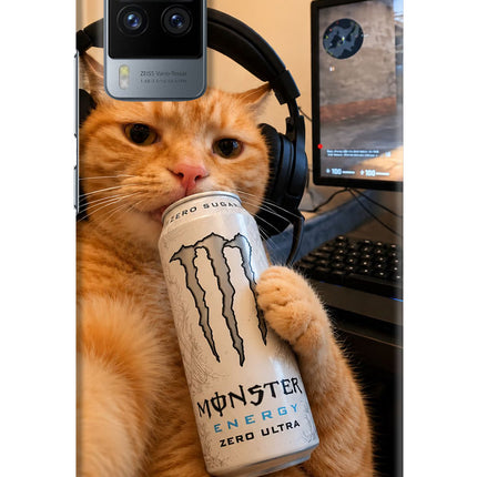 Gamer Cat Energy Vivo X60 Pro Hard Case Back Cover by Casekaro