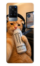 Gamer Cat Energy Vivo X60 Pro Hard Case Back Cover by Casekaro
